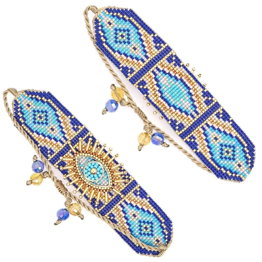 Miyuki Beads Evil Eye Bracelet Amulet Charm Beaded Turkish Good Luck Blue